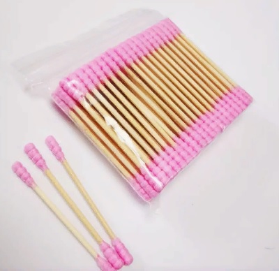 Ватні палочки бамбукові Sinwuas, 100шт у пакеті (рожеві)